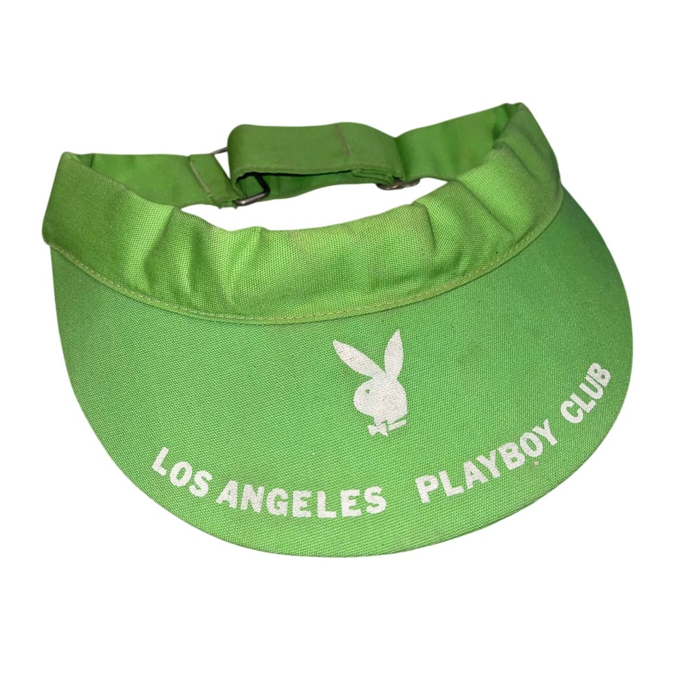 Vintage Los Angeles Playboy Club Visor Hat Lime Green Adjustable Retro Bunny